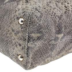 MICHAEL Michael Kors Khaki/Black Python Effect Leather Tote