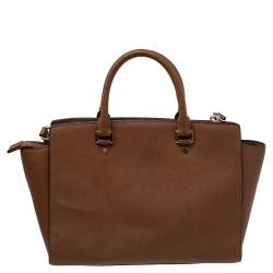 Pre Owned MICHAEL Michael Kors Brown Leather Large Selma Satchel