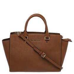 Pre Owned MICHAEL Michael Kors Brown Leather Large Selma Satchel