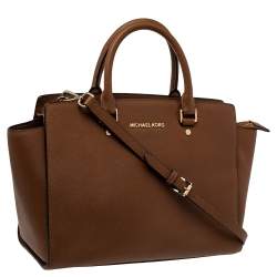 Pre Owned MICHAEL Michael Kors Brown Leather Large Selma Satchel