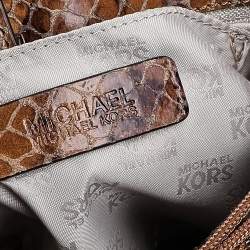 MICHAEL Michael Kors Brown Python Embossed Leather Tote