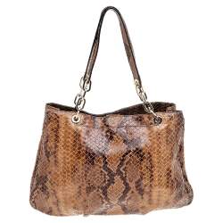 MICHAEL Michael Kors Brown Python Embossed Leather Tote
