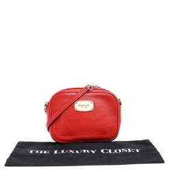 Pre Owned MICHAEL Michael Kors Red Leather Jet Set Crossbody Bag