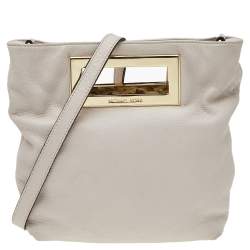 Pre Owned MICHAEL Michael Kors Off White Leather Crossbody Bag