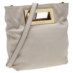 Pre Owned MICHAEL Michael Kors Off White Leather Crossbody Bag