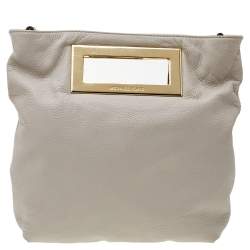 Pre Owned MICHAEL Michael Kors Off White Leather Crossbody Bag