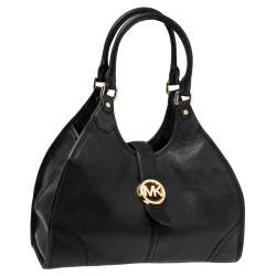 مملوكة مسبقًا MICHAEL Michael Kors Black Leather Hudson Hobo 