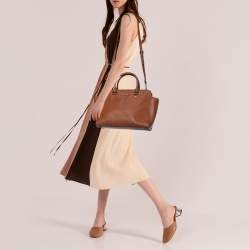 Pre Owned حقيبة يد توتس مايكل مايكل كورس سيلما جلد سافيانو بني كبيرة