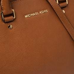 Pre Owned حقيبة يد توتس مايكل مايكل كورس سيلما جلد سافيانو بني كبيرة