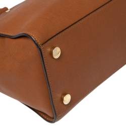 Pre Owned حقيبة يد توتس مايكل مايكل كورس سيلما جلد سافيانو بني كبيرة