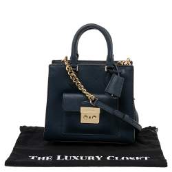 Pre Owned MICHAEL Michael Kors Blue Leather Mini Bridgette Tote