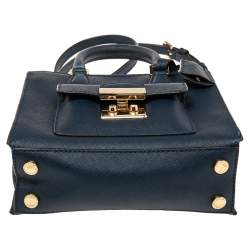 Pre Owned MICHAEL Michael Kors Blue Leather Mini Bridgette Tote