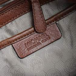 Pre Owned حقيبة يد مايكل مايكل كورس جت ست جلد وكانفاس مقوى مميز بني