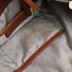 Pre Owned حقيبة يد مايكل مايكل كورس جت ست جلد وكانفاس مقوى مميز بني