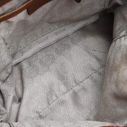 Pre Owned حقيبة يد مايكل مايكل كورس جت ست جلد وكانفاس مقوى مميز بني