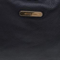 Pre Owned MICHAEL Michael Kors Black Leather Braided Vanilla Hobo