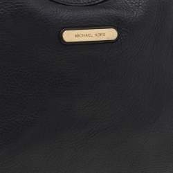 Pre Owned MICHAEL Michael Kors Black Leather Braided Vanilla Hobo