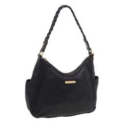 Pre Owned MICHAEL Michael Kors Black Leather Braided Vanilla Hobo