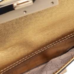 Pre Owned MICHAEL Michael Kors Metallic Gold Croc Embossed Leather Sloan Shoulder Bag