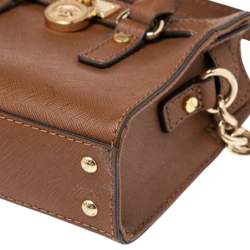 Pre Owned MICHAEL Michael Kors Brown Saffiano Leather Mini Hamilton Crossbody Bag