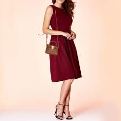 Pre Owned MICHAEL Michael Kors Brown Saffiano Leather Mini Hamilton Crossbody Bag