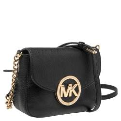 Pre Owned حقيبة كروس مايكل مايكل كورس "فولتون" جلد أسود