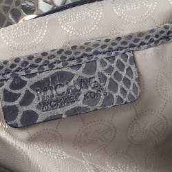 Pre Owned حقيبة يد توتس مايكل مايكل كورس جلد نقشة الثعبان رصاصي ميتاليك متحولة