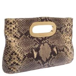 Pre Owned MICHAEL Michael Kors Grey Snakeskin Embossed Leather Berkley Clutch