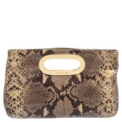 Pre Owned MICHAEL Michael Kors Grey Snakeskin Embossed Leather Berkley Clutch