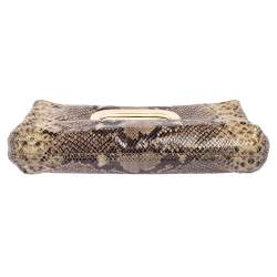 Pre Owned MICHAEL Michael Kors Grey Snakeskin Embossed Leather Berkley Clutch