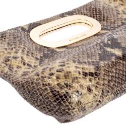 Pre Owned MICHAEL Michael Kors Grey Snakeskin Embossed Leather Berkley Clutch