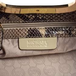 Pre Owned MICHAEL Michael Kors Grey Snakeskin Embossed Leather Berkley Clutch