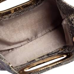 Pre Owned MICHAEL Michael Kors Grey Snakeskin Embossed Leather Berkley Clutch