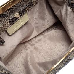 Pre Owned MICHAEL Michael Kors Grey Snakeskin Embossed Leather Berkley Clutch
