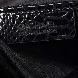 مملوكة مسبقًا MICHAEL Michael Kors Black Glossy Python Embossed Leather Fulton Shoulder Bag