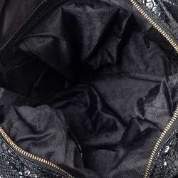 مملوكة مسبقًا MICHAEL Michael Kors Black Glossy Python Embossed Leather Fulton Shoulder Bag