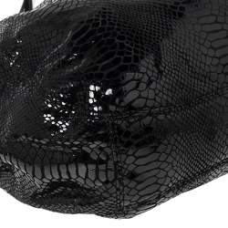 مملوكة مسبقًا MICHAEL Michael Kors Black Glossy Python Embossed Leather Fulton Shoulder Bag