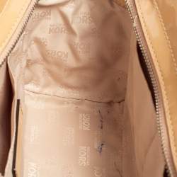 Pre Owned MICHAEL Michael Kors Beige Quilted Patent Leather Vivianne Satchel