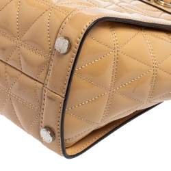 Pre Owned MICHAEL Michael Kors Beige Quilted Patent Leather Vivianne Satchel