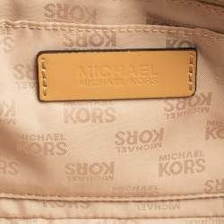 Pre Owned MICHAEL Michael Kors Beige Quilted Patent Leather Vivianne Satchel