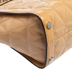 Pre Owned MICHAEL Michael Kors Beige Quilted Patent Leather Vivianne Satchel