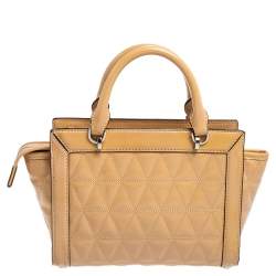Pre Owned MICHAEL Michael Kors Beige Quilted Patent Leather Vivianne Satchel