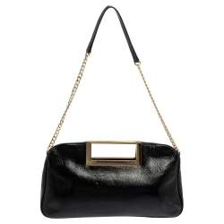 Pre Owned MICHAEL Michael Kors Black Patent Leather Berkley Clutch
