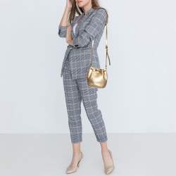 Pre Owned MICHAEL Michael Kors Gold Leather Frankie Drawstring Bag