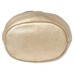 Pre Owned MICHAEL Michael Kors Gold Leather Frankie Drawstring Bag