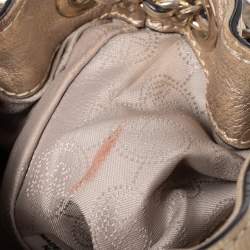 Pre Owned MICHAEL Michael Kors Gold Leather Frankie Drawstring Bag