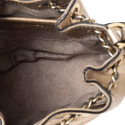 Pre Owned MICHAEL Michael Kors Gold Leather Frankie Drawstring Bag