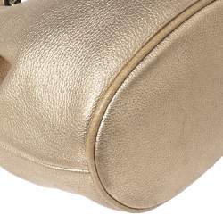 Pre Owned MICHAEL Michael Kors Gold Leather Frankie Drawstring Bag