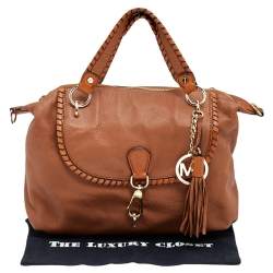 مملوكة مسبقًا حقيبة ساتشل مايكل مايكل كورس جلد محبب بني