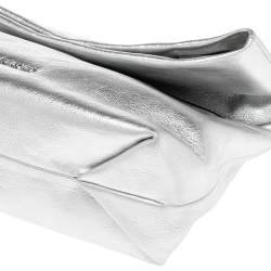 Pre Owned حقيبة كلتش مايكل مايكل كورس غطاء بطية داريا جلد فضي ميتالك